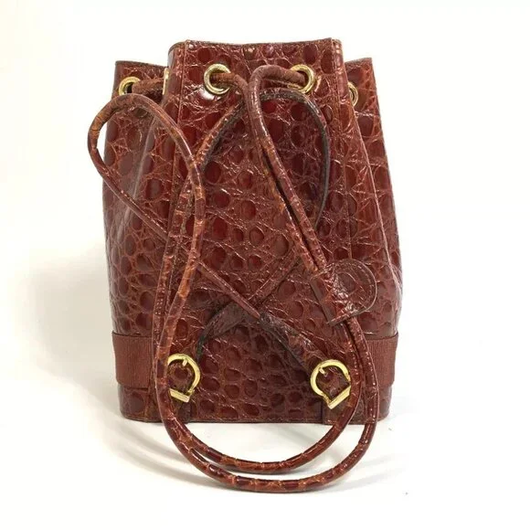 Salvatore Ferragamo AQ-215676 Vala Embossing Backpack Leather Brown